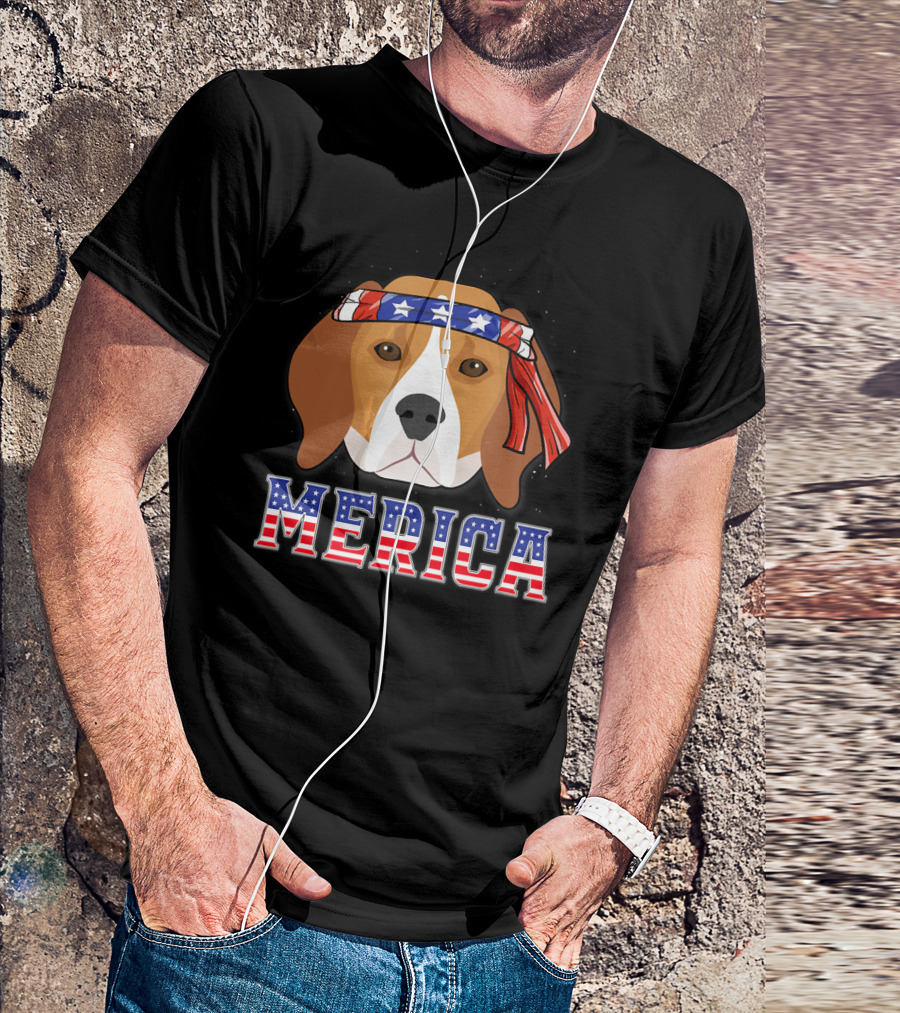 Beagle Dog Bandana Merica 4th Of July T-Shirt