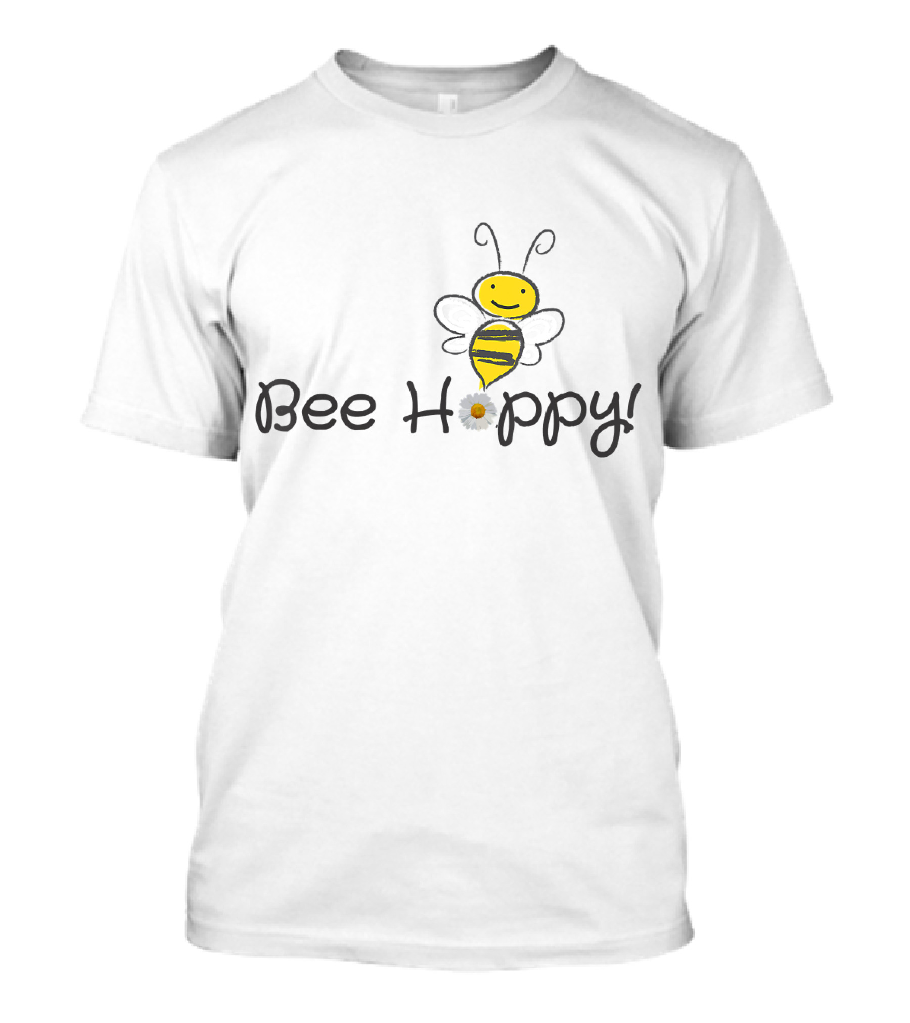 Bee Happy Bumblebee Smiley With Daisy T-Shirt