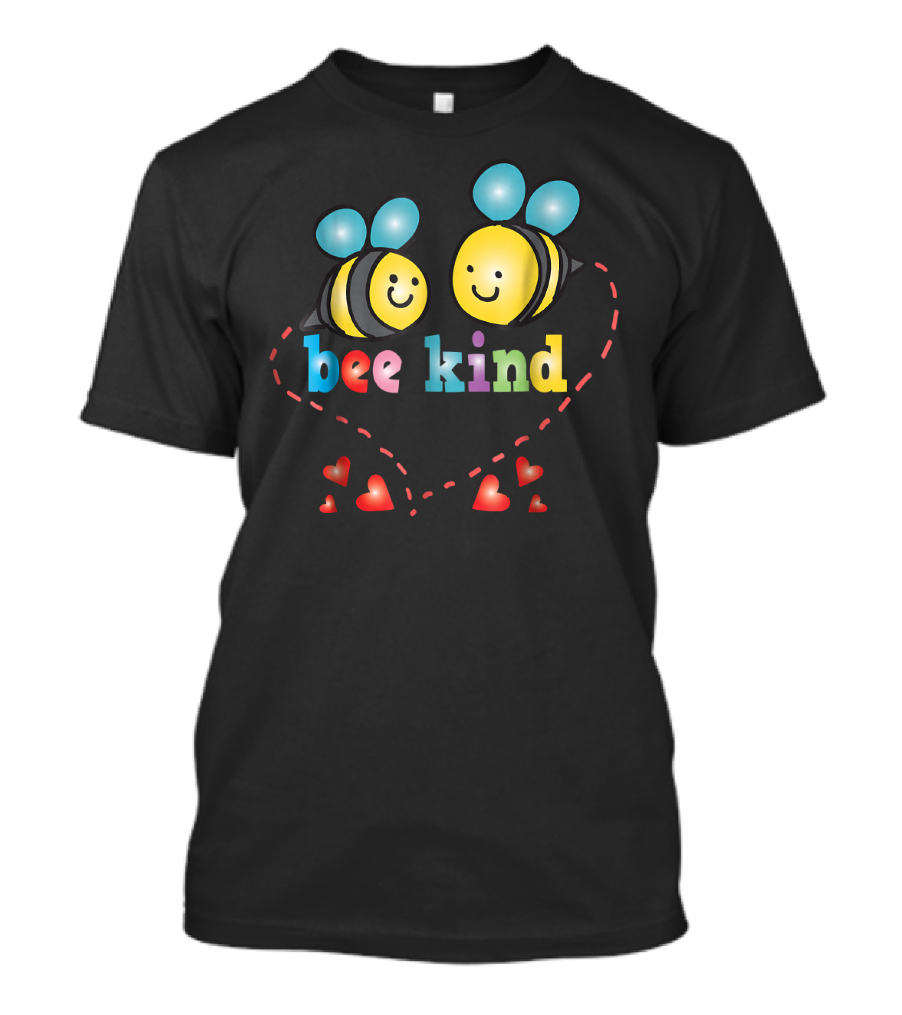 Bee Kind Cute Bumble Bees Kindness Hearts And Smiles T-Shirt