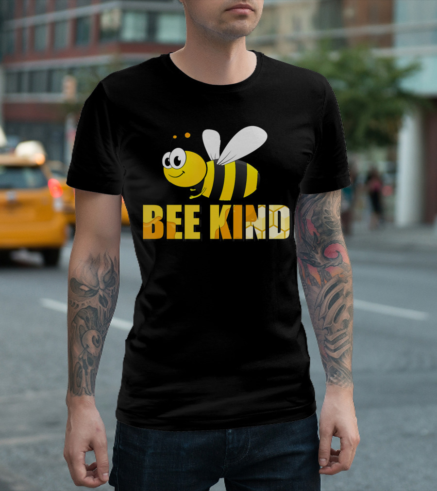 Bee Kind Summer Motivational Inspirational Cute Cartoon Bee T-Shirt