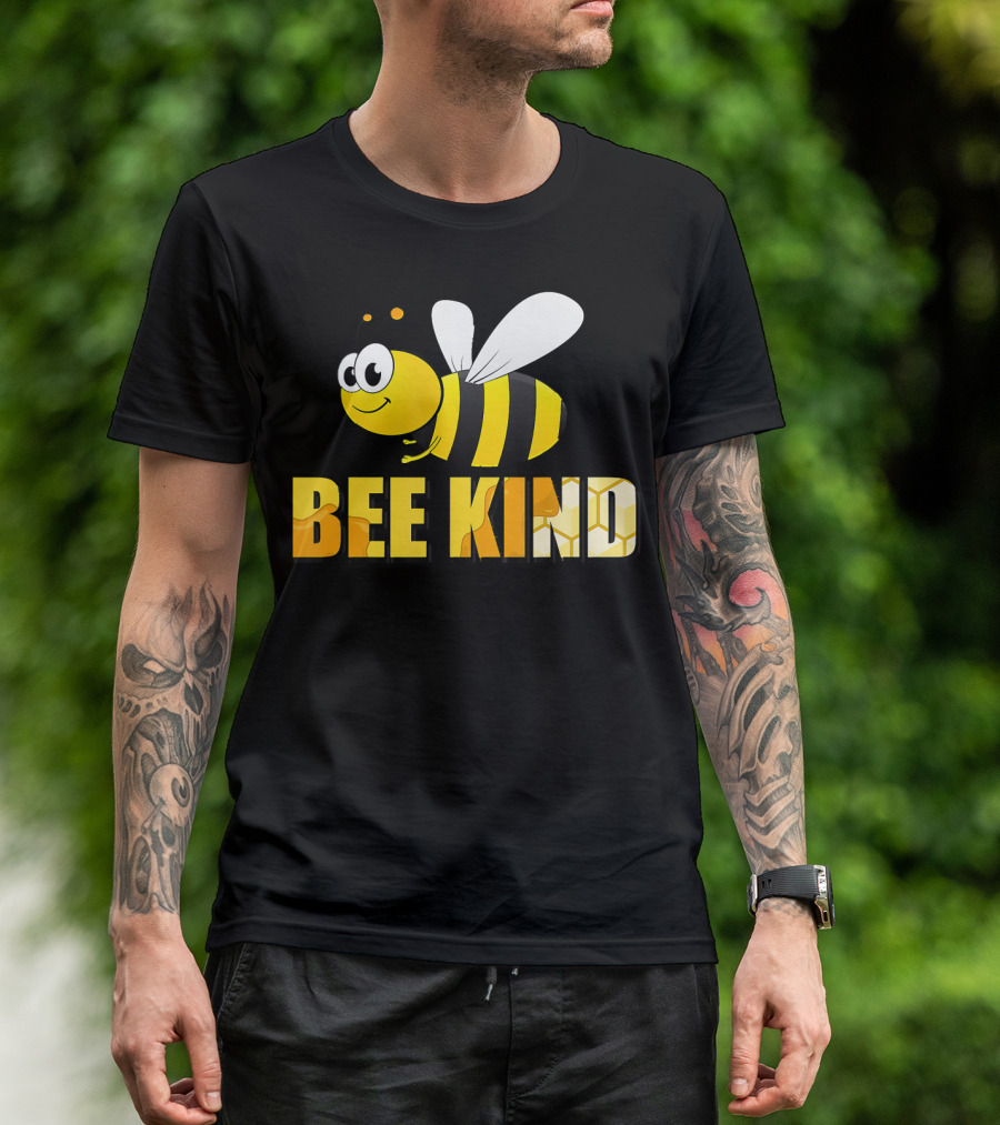 Bee Kind Summer Motivational Inspirational Cute Cartoon Bee T-Shirt