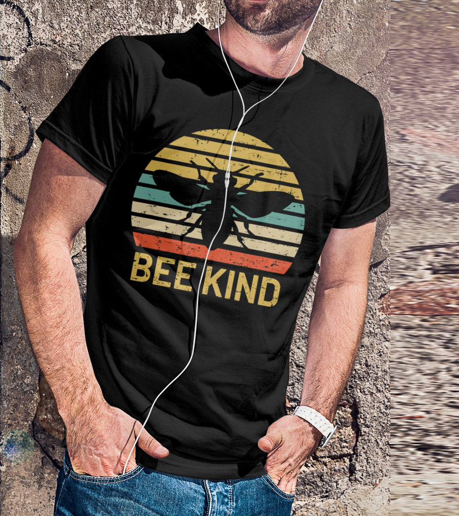 Bee Kind Honey Bee Vintage Awareness Stripes T-Shirt