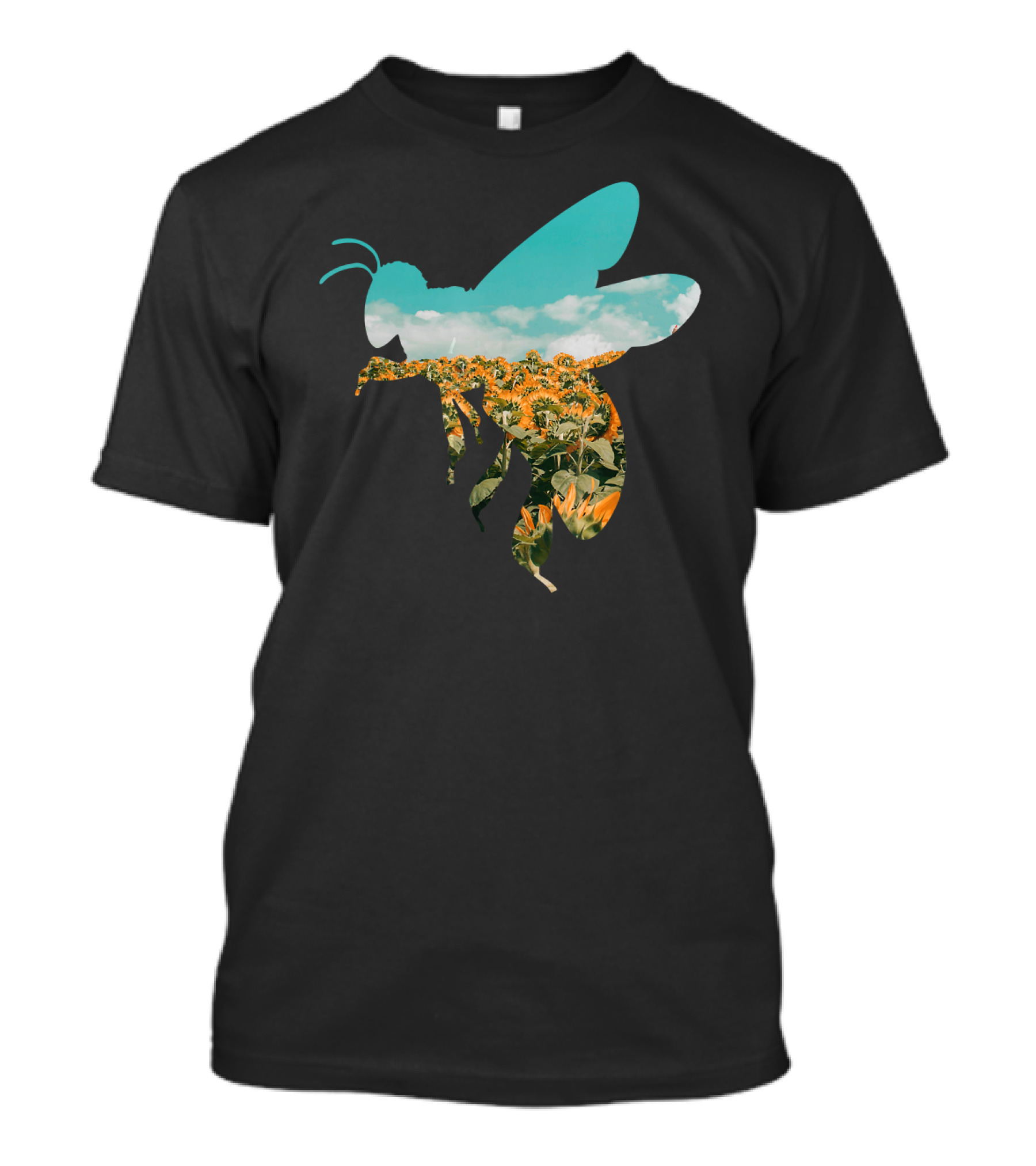 Bee And Sunflower Field Environmental Harmony T-Shirt
