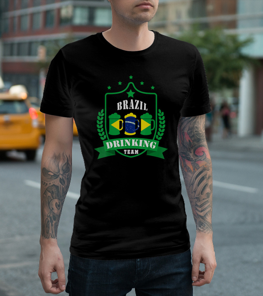 Brazil Drinking Team Casual Beer Flag T-Shirt