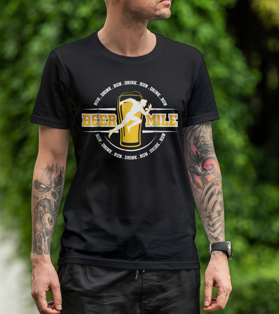 Beer Mile Run Drink Beer Race Running Challenge T-Shirt