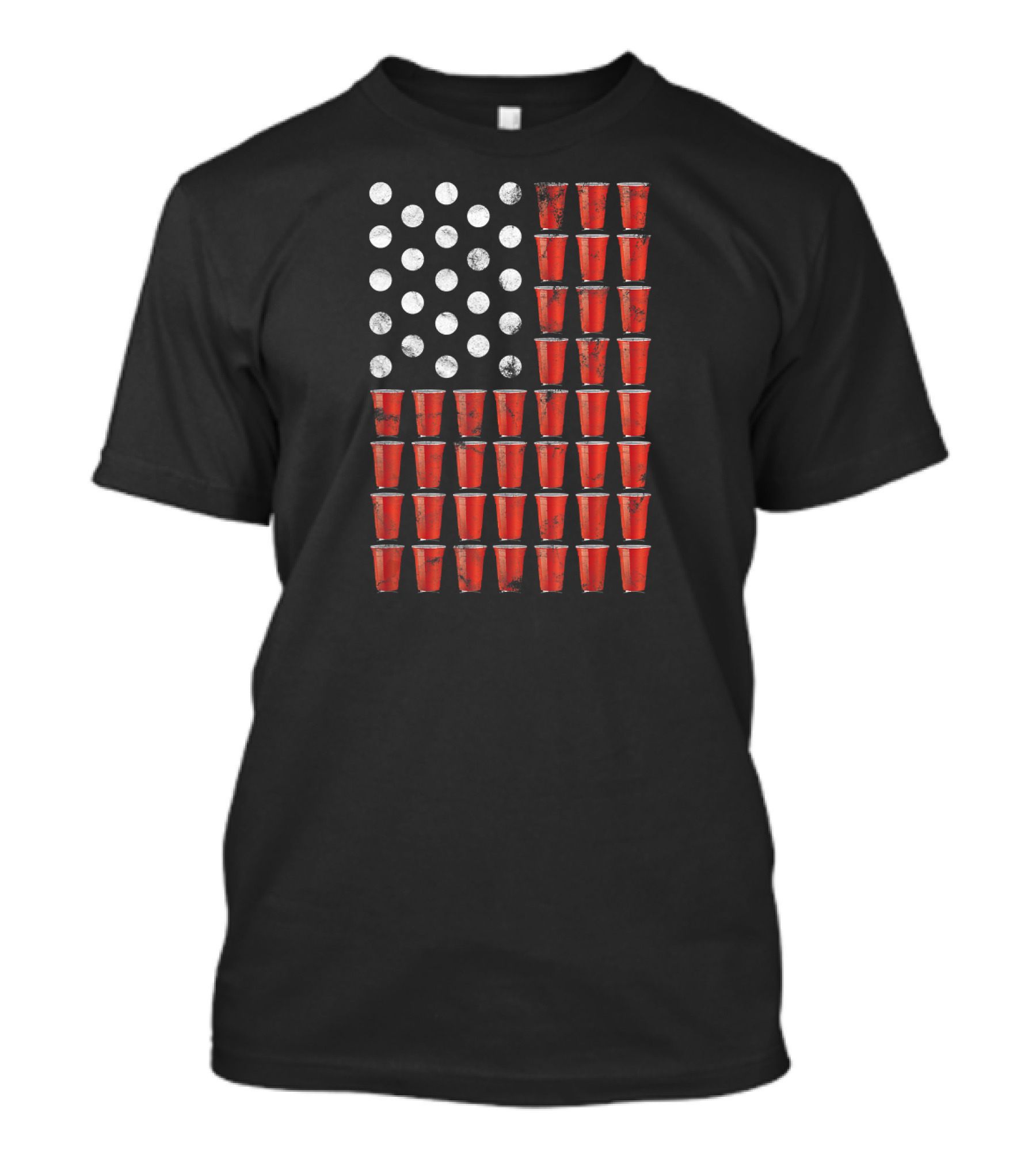 Beer Pong Cups American Flag Patriotic Party Game T-Shirt