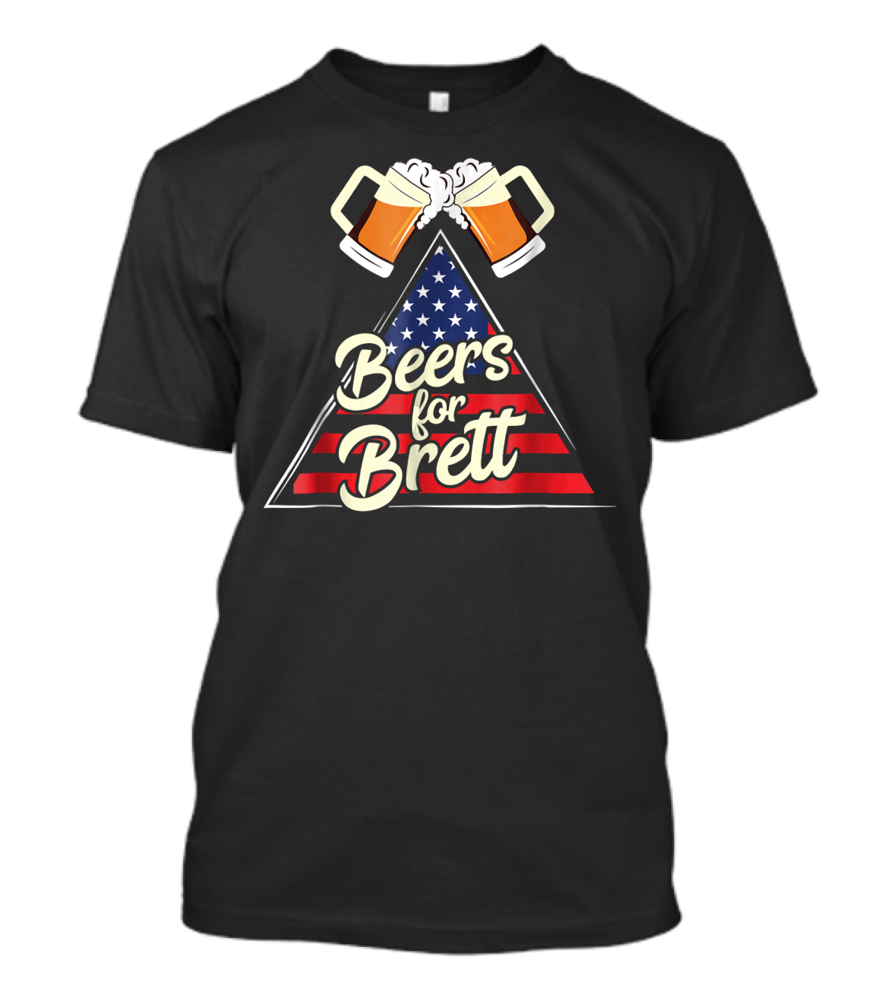 Beers For Brett With American Flag And Beer Mugs T-Shirt