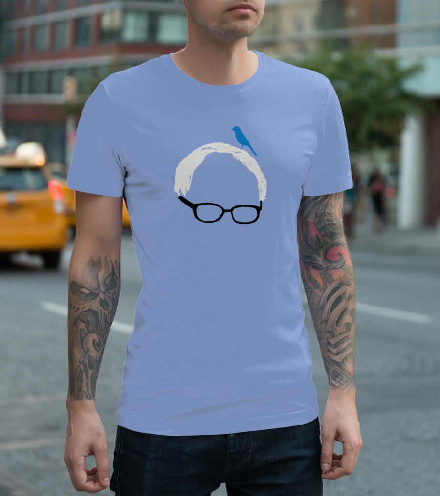 Bernie Sanders Birdie Sanders Blue Bird Iconic Glasses Peac T-Shirt