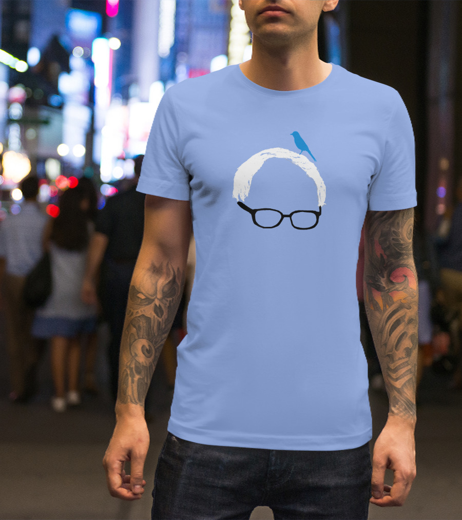 Bernie Sanders Birdie Sanders Blue Bird Iconic Glasses Peac T-Shirt