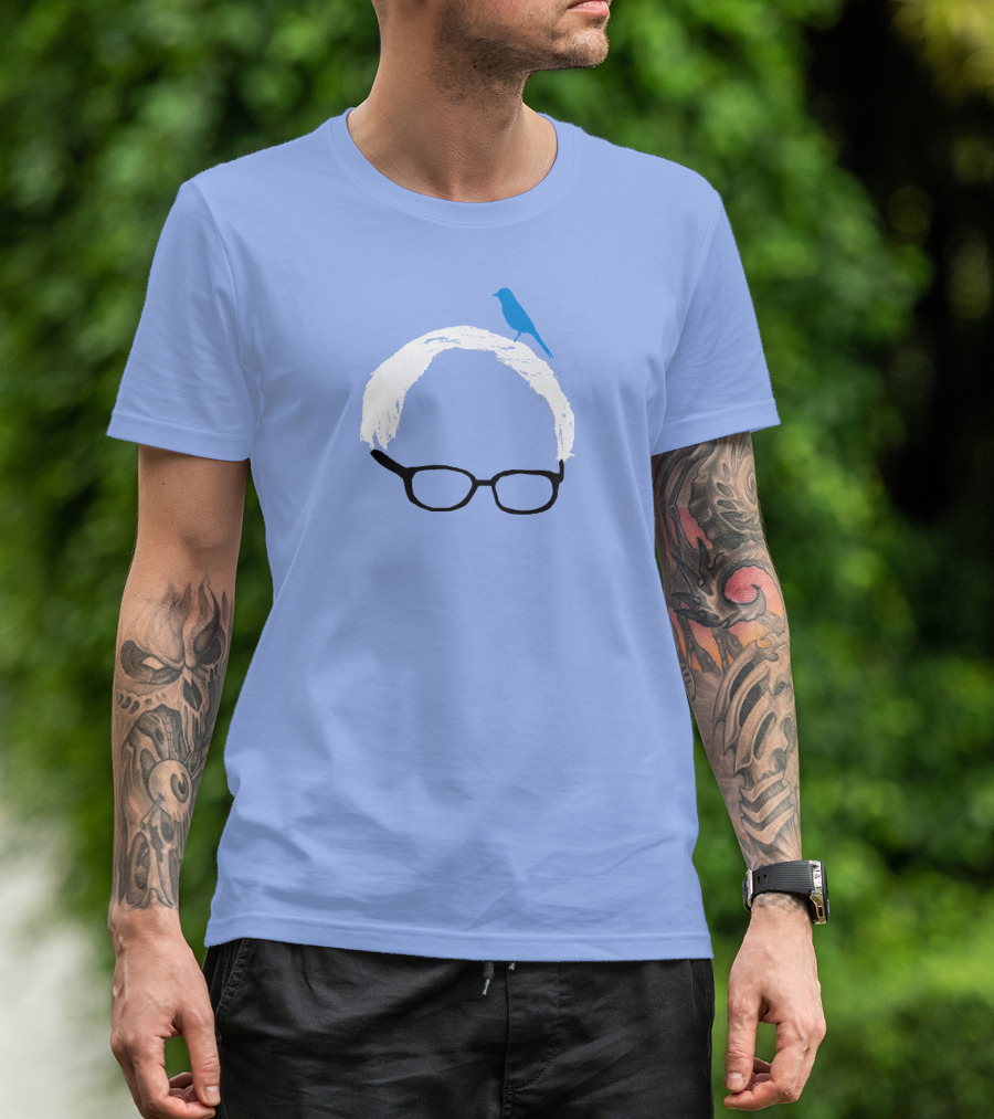 Bernie Sanders Birdie Sanders Blue Bird Iconic Glasses Peac T-Shirt