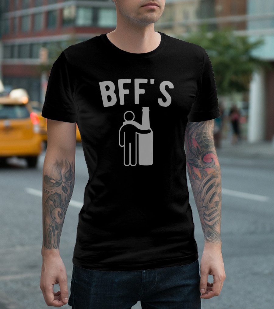 BFF's Beer and I Best Friends Forever Bottle Hugging Image T-Shirt