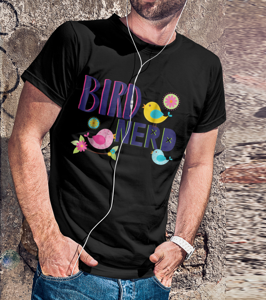 Bird Nerd Colorful Bird Watcher Bird With Cute Decorations T-Shirt