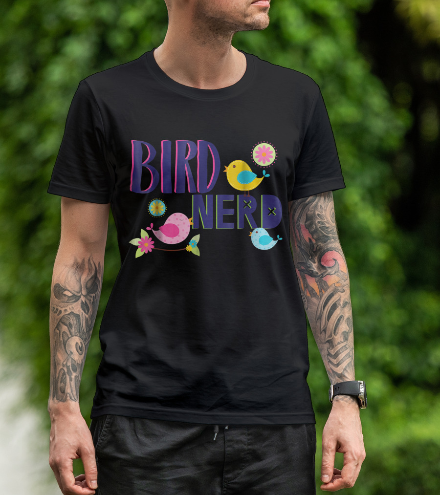 Bird Nerd Colorful Bird Watcher Bird With Cute Decorations T-Shirt