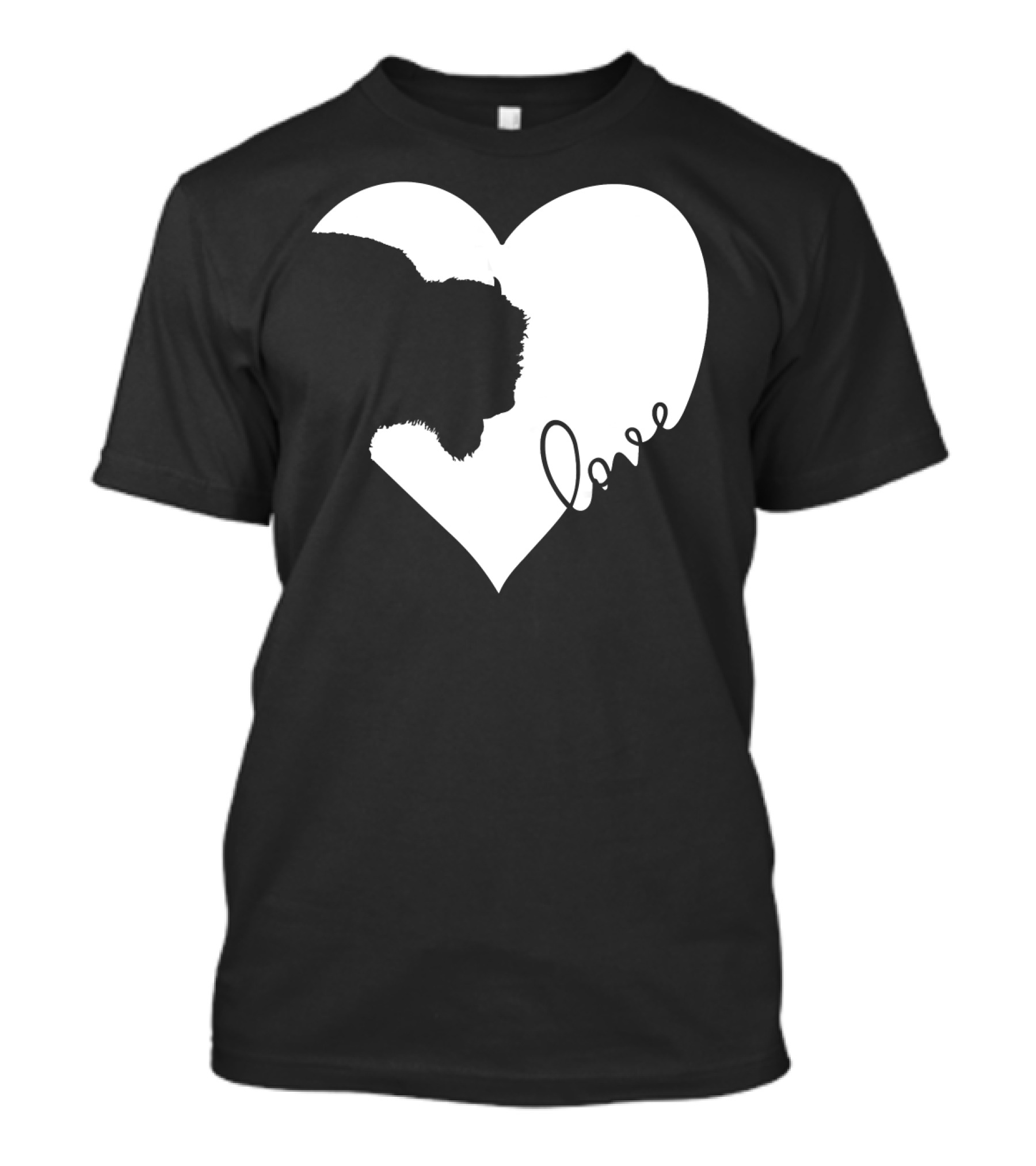 Bison Silhouette In Heart With Love Script T-Shirt