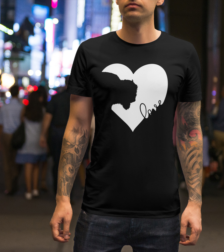 Bison Silhouette In Heart With Love Script T-Shirt