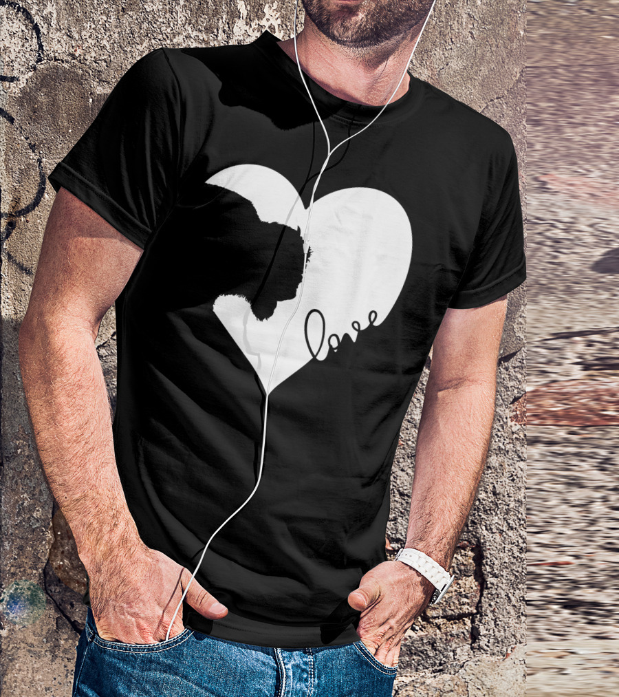 Bison Silhouette In Heart With Love Script T-Shirt