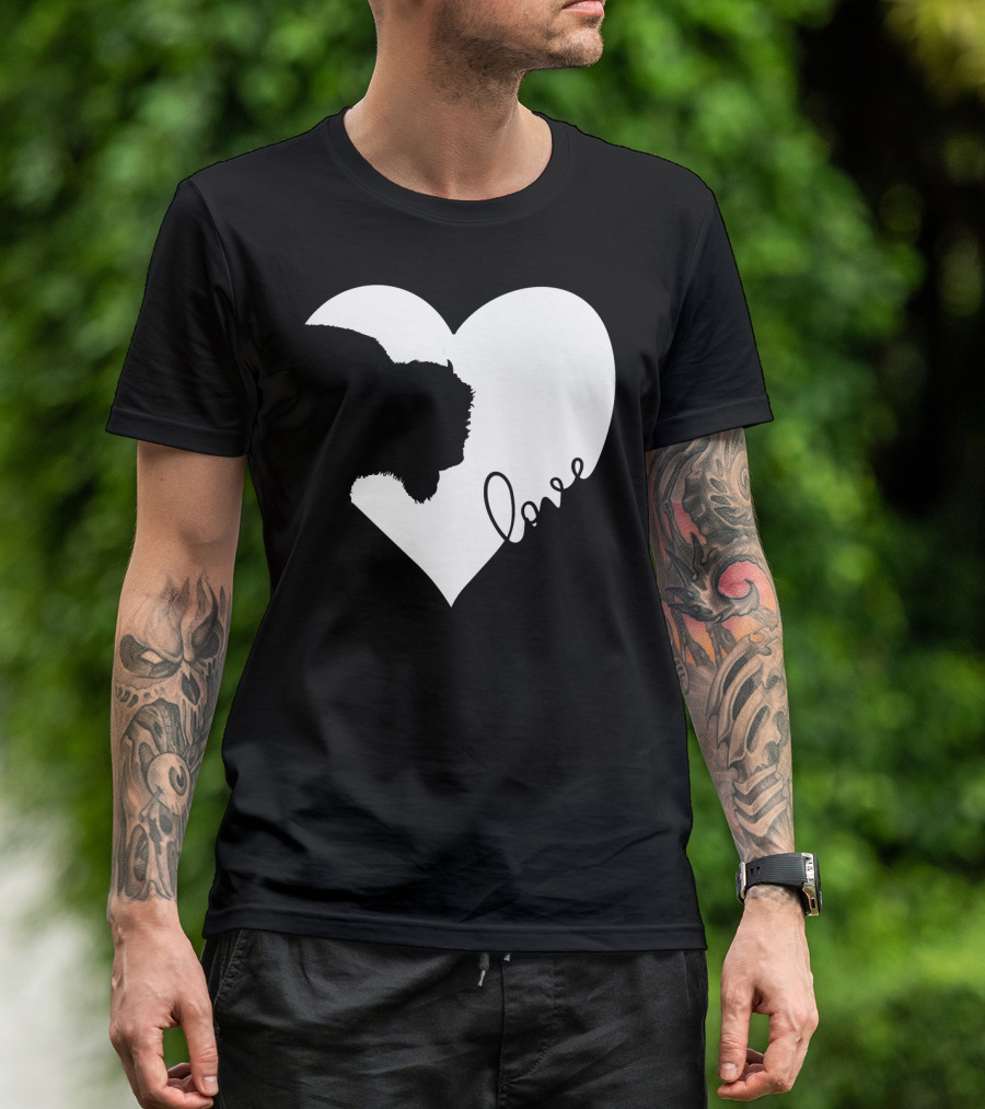 Bison Silhouette In Heart With Love Script T-Shirt