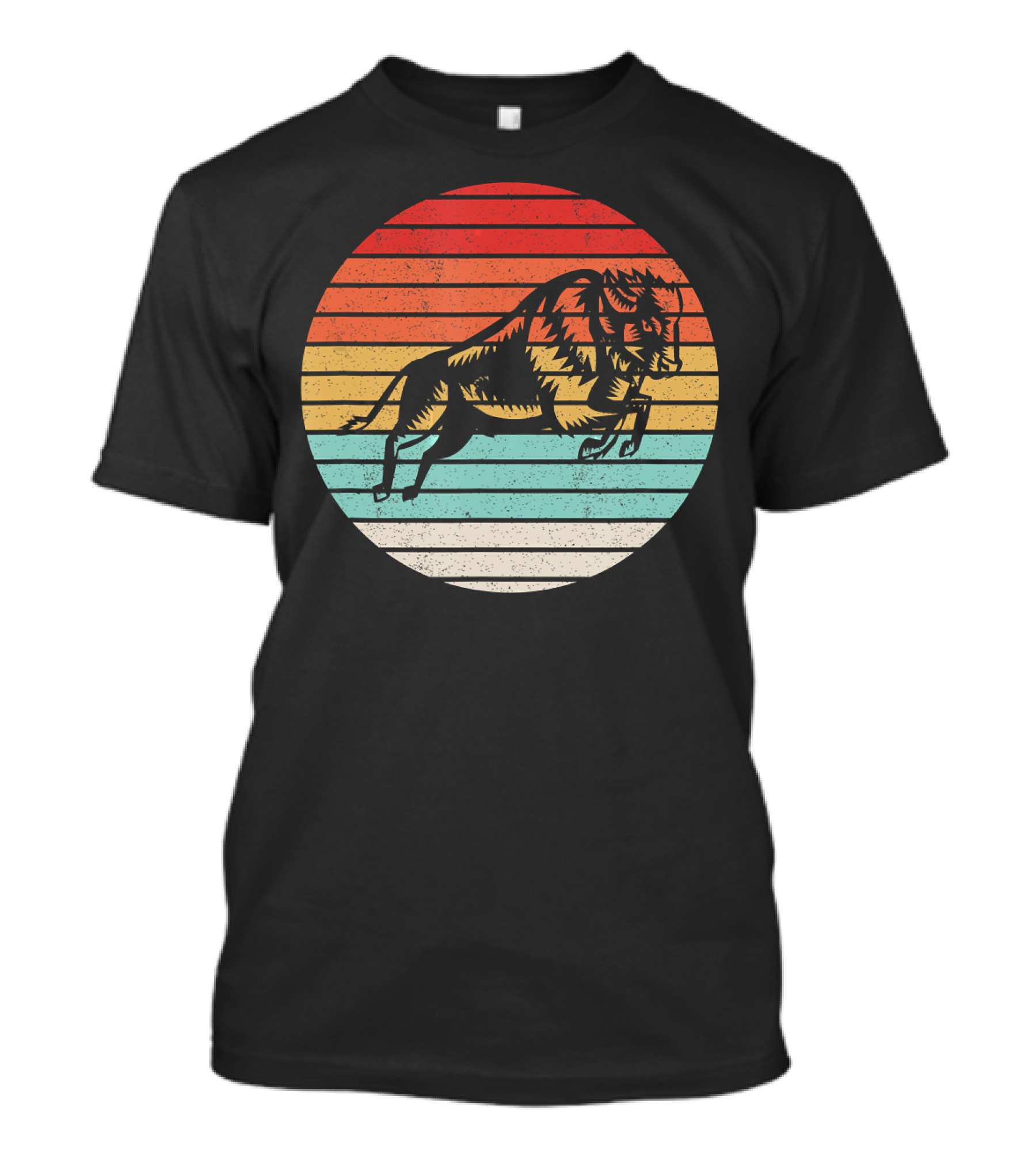 Bison Vintage Animal Retro Sunset Stripe T-Shirt