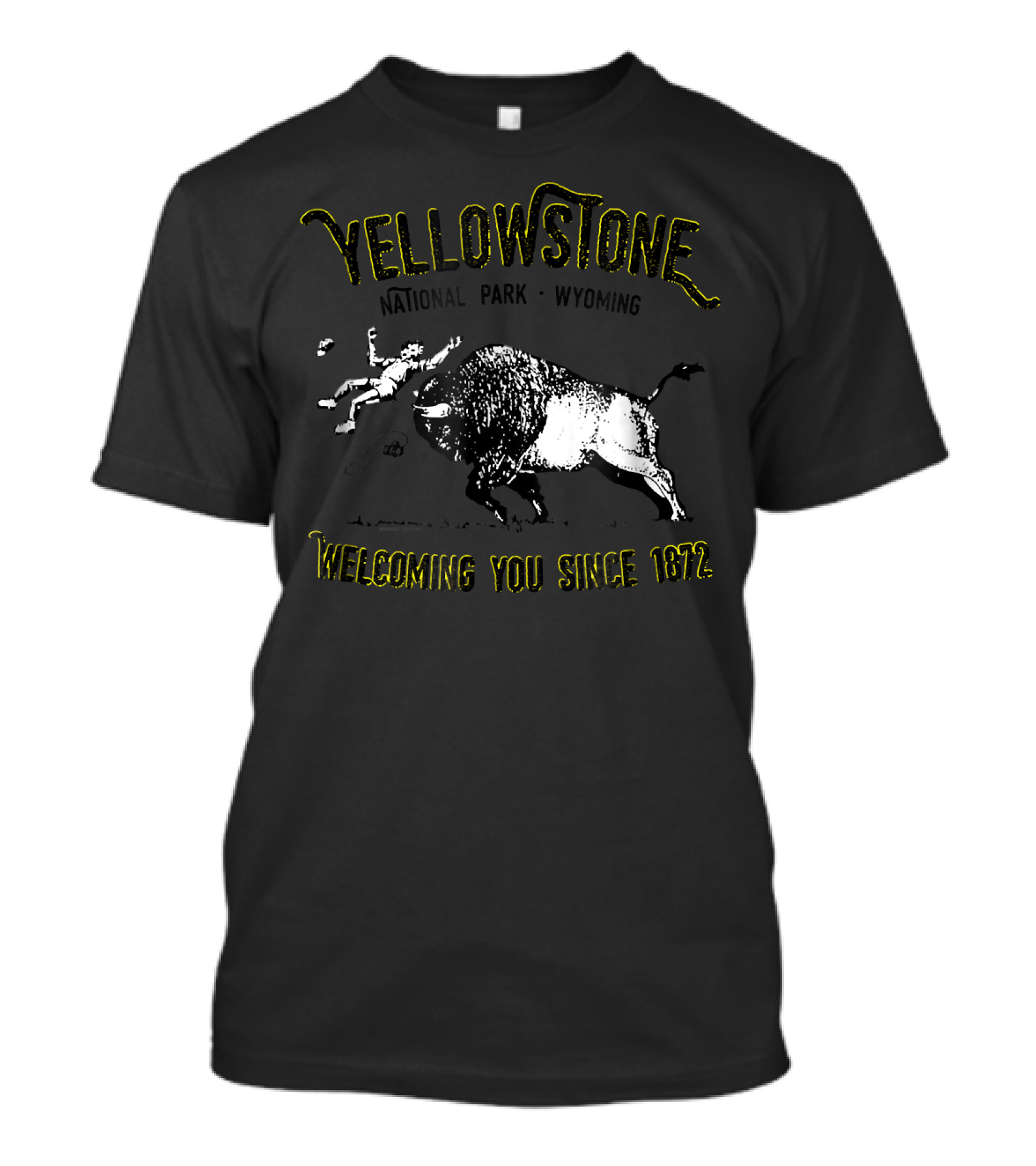 Yellowstone National Park Wyoming Bison Toss Welcoming You Since 1872 T-Shirt