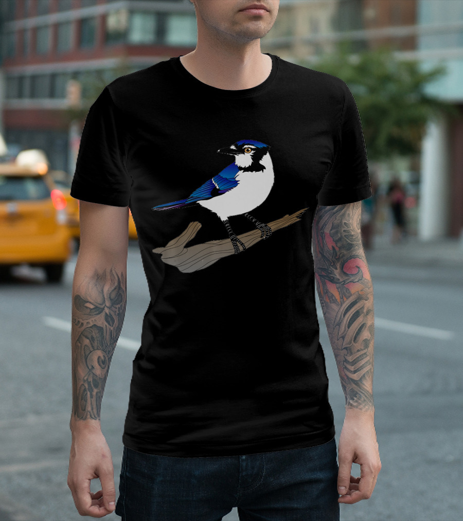 Blue Jay Bird on Branch for Nature Lover T-Shirt