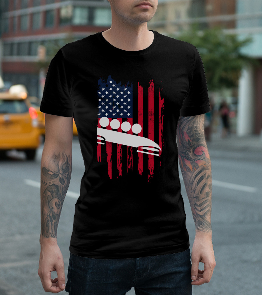 USA Flag Bobsledding Novelty T-Shirt