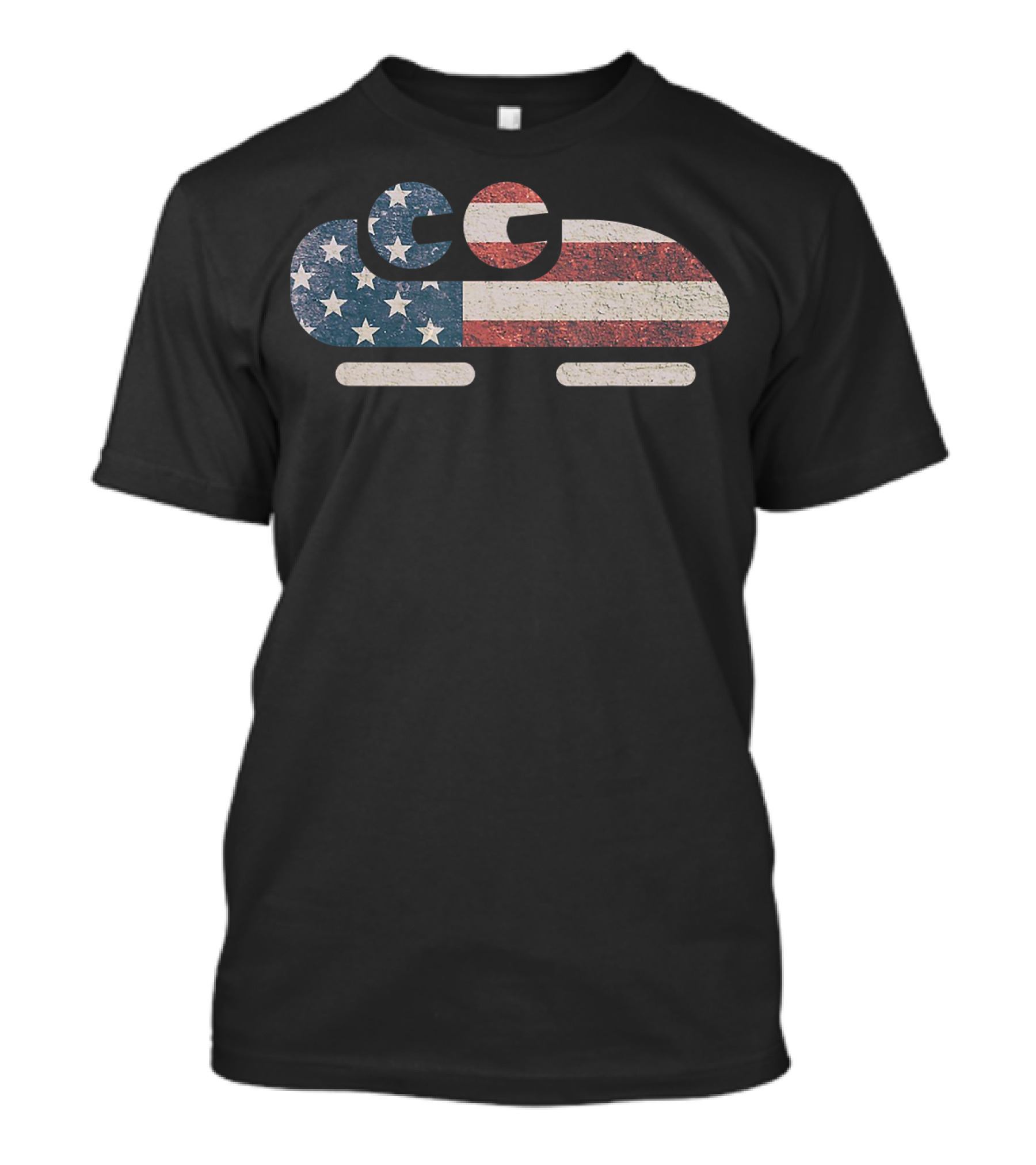 Bobsled Bobsleigh Bobsledding American Flag T-Shirt