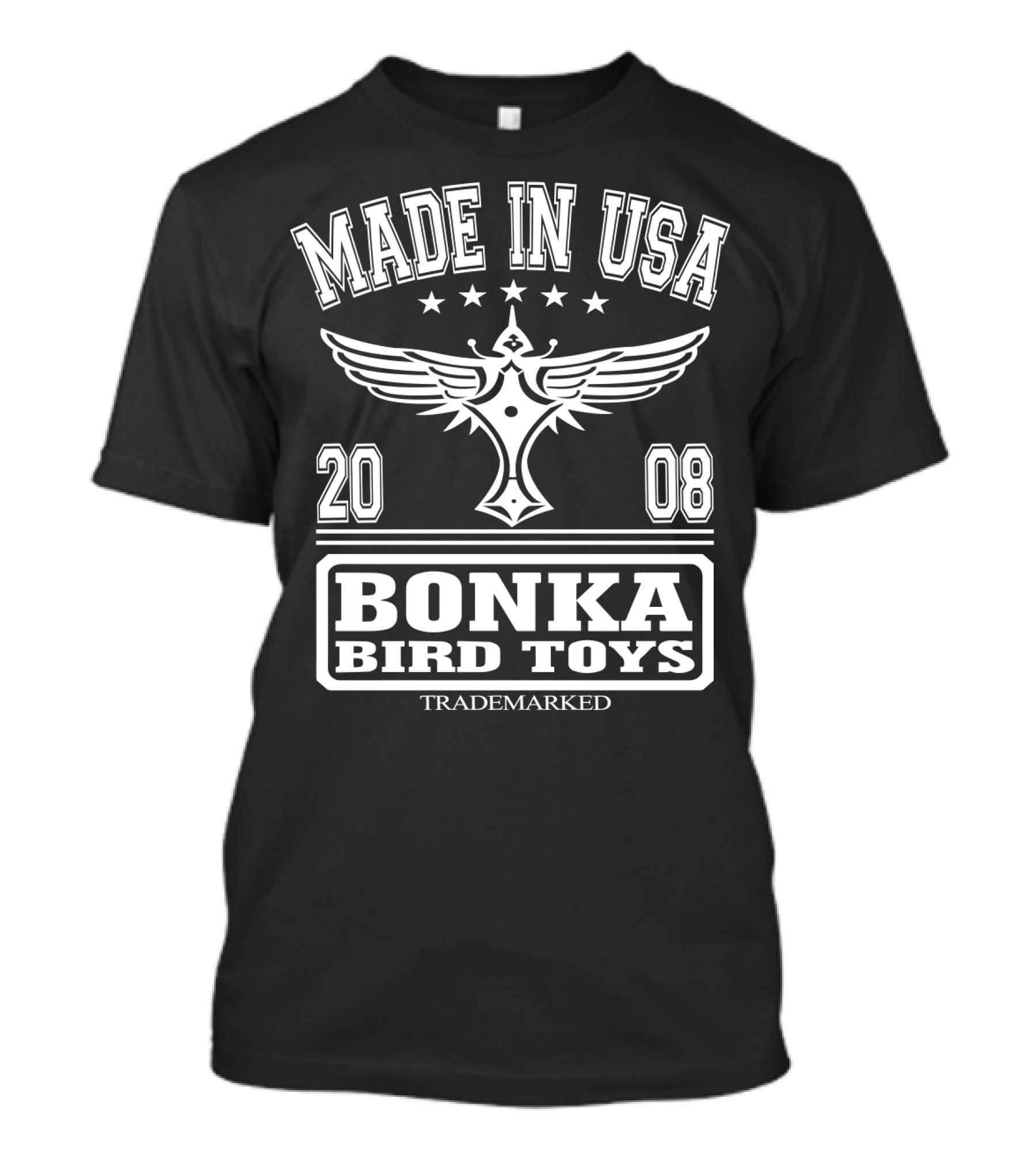 Made In USA Bonka Bird Toys 2008 Trademarked Collector Parrot T-Shirt