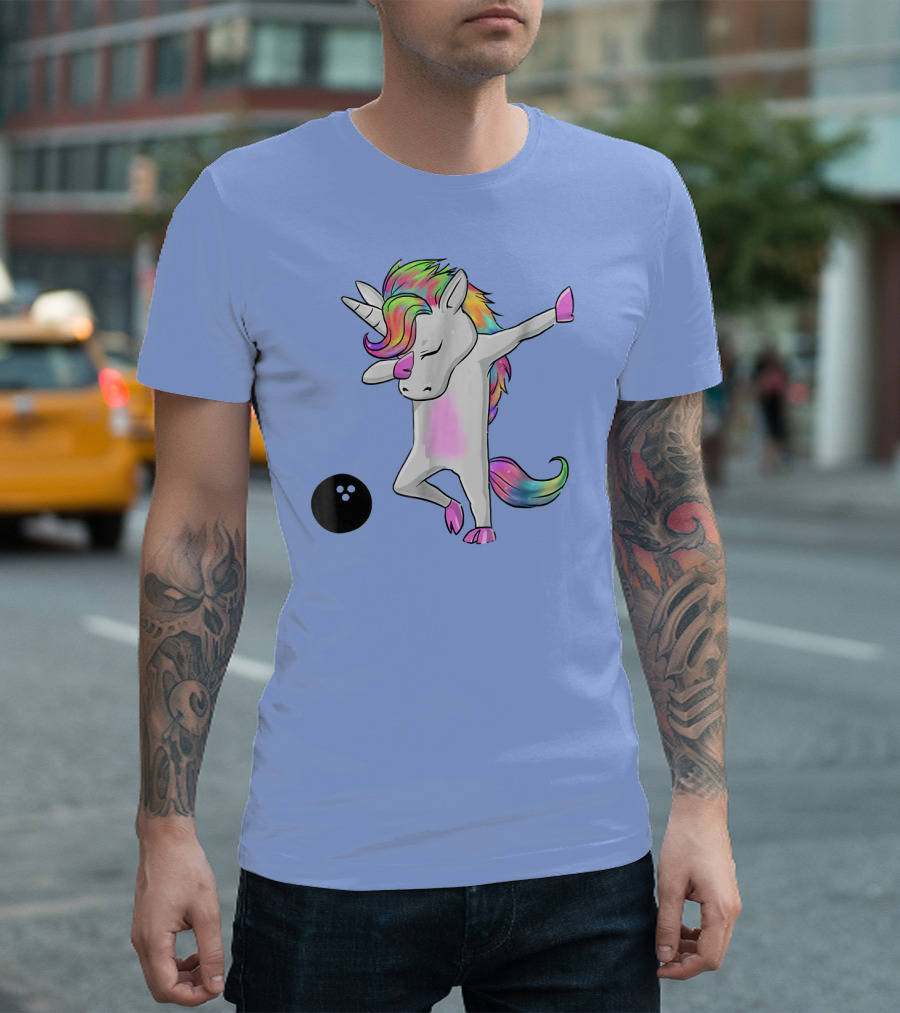 Bowling Unicorn Dab Dance Funny Dabbing T-Shirt