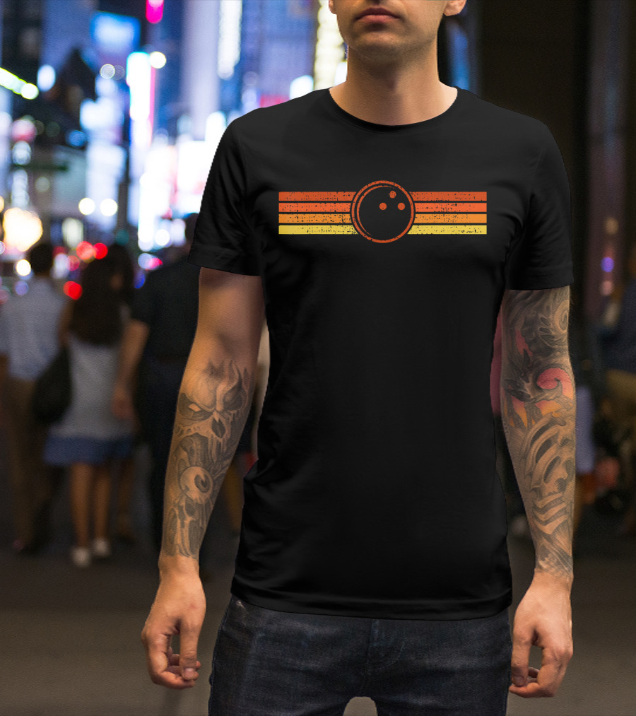 Bowling Ball Stripes Retro Bowler Team Player T-Shirt