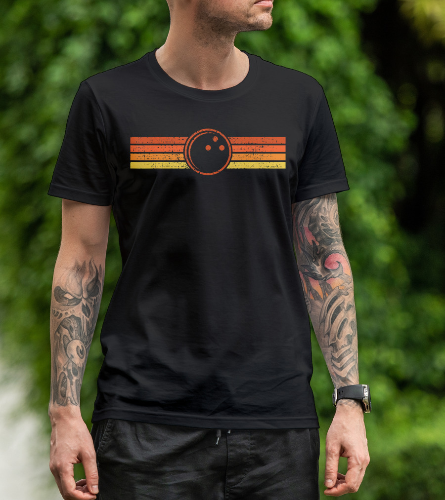 Bowling Ball Stripes Retro Bowler Team Player T-Shirt