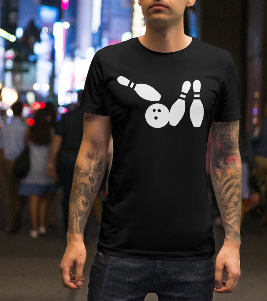 Bowling Team Alley Cats Matching League Iconic Bowling Ball And Pins T-Shirt
