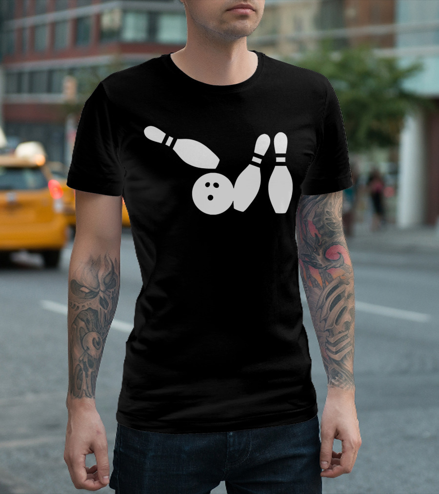 Bowling Team Livin on A Spare Matching Bowling Pins and Ball T-Shirt