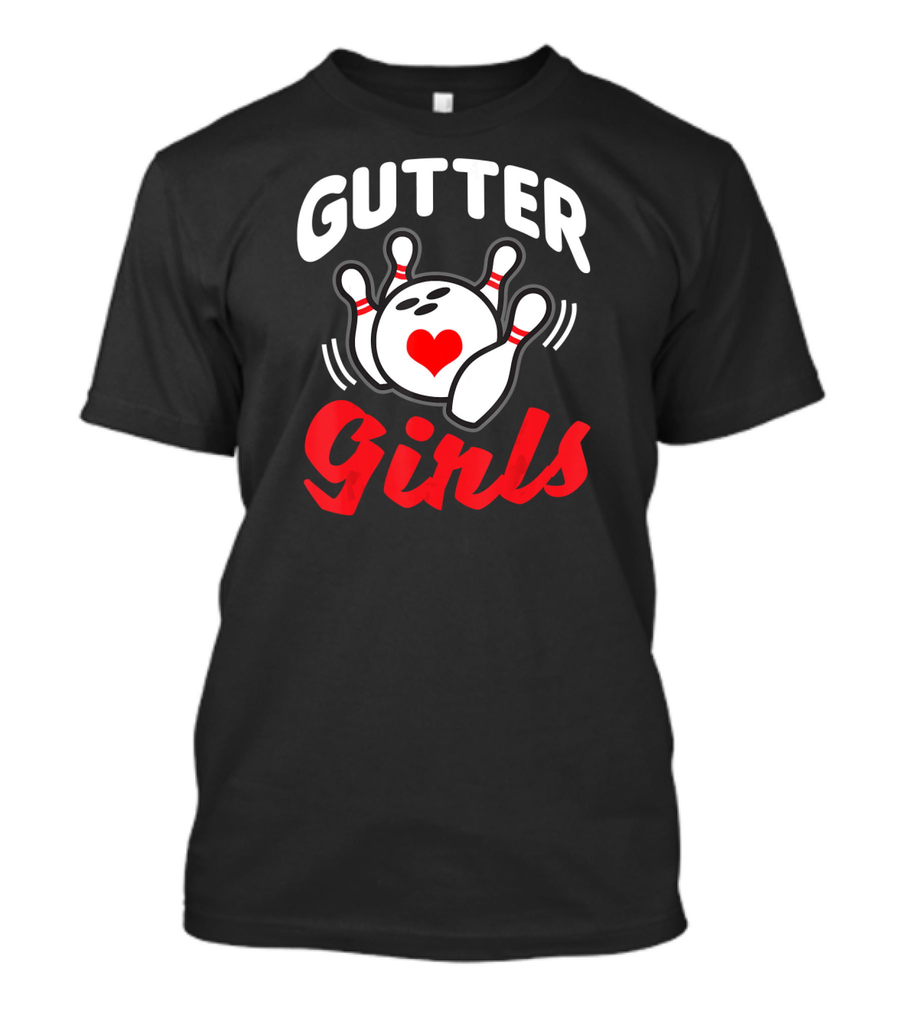 Gutter Girls Bowling Ball With Heart And Pins T-Shirt