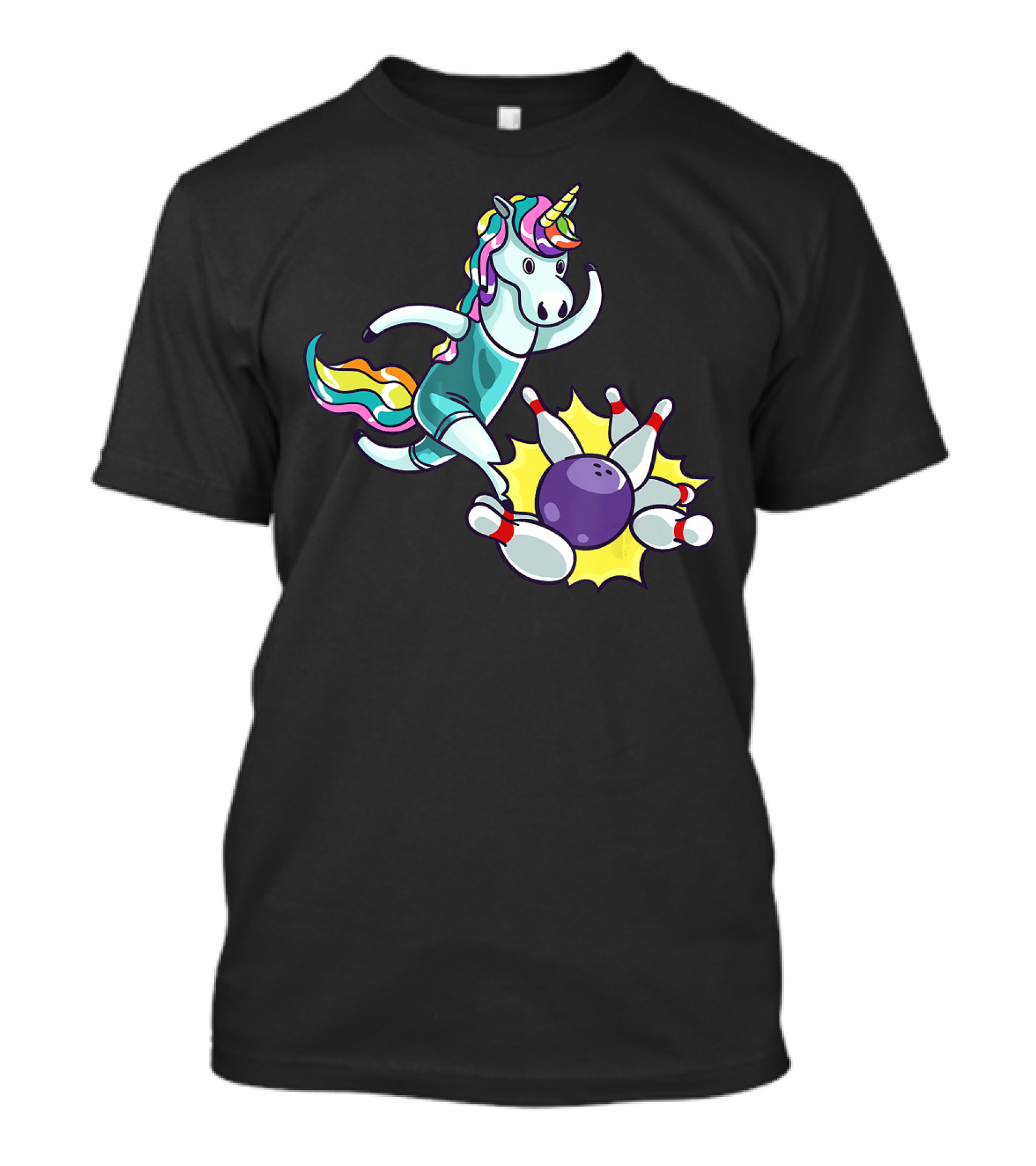 Bowling Unicorn Lover Funny Pin U Striking Rainbow Magic T-Shirt