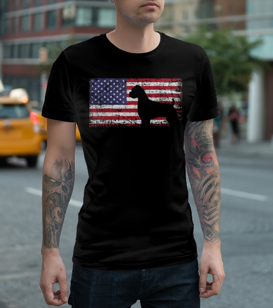 Boxer American Flag Silhouette I Love My Boxer T-Shirt