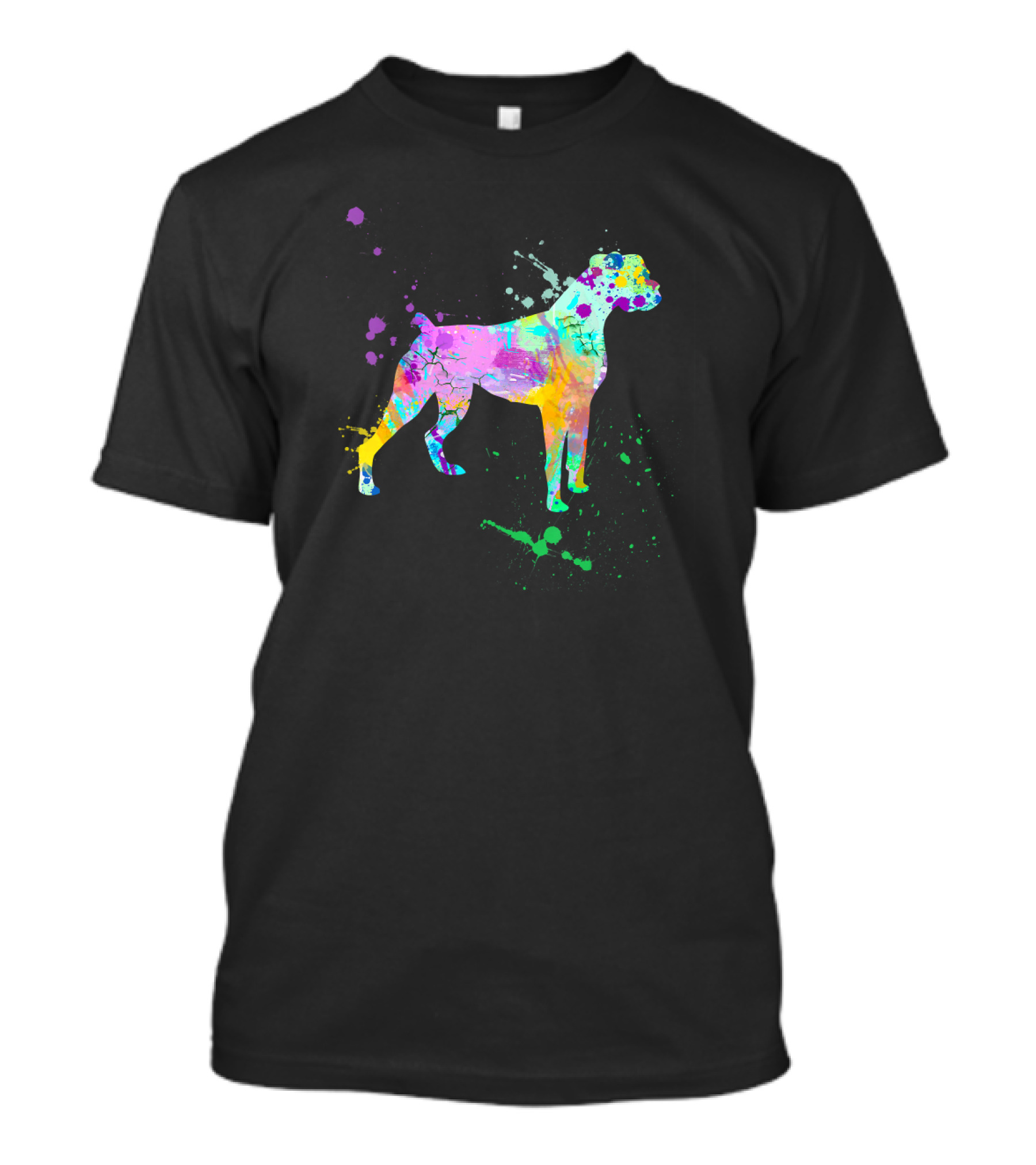 Boxer Dog Breed Colorful Paint Splatter Pet Love T-Shirt