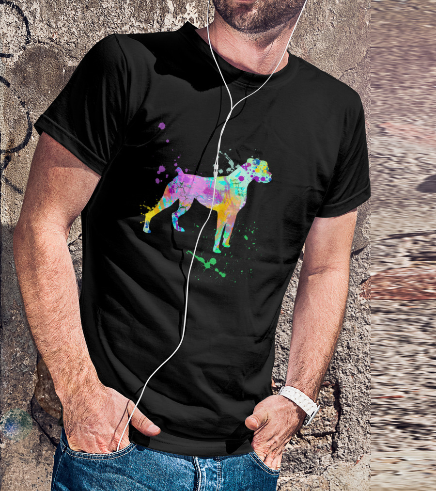 Boxer Dog Breed Colorful Paint Splatter Pet Love T-Shirt