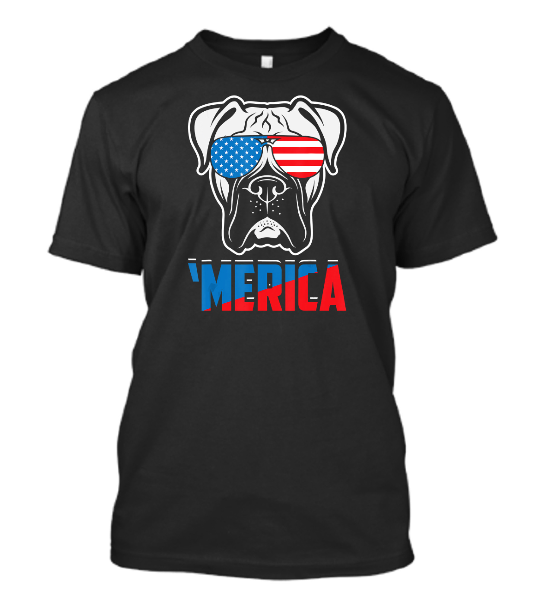 Patriotic Boxer Dog 'Merica USA Flag Sunglasses T-Shirt