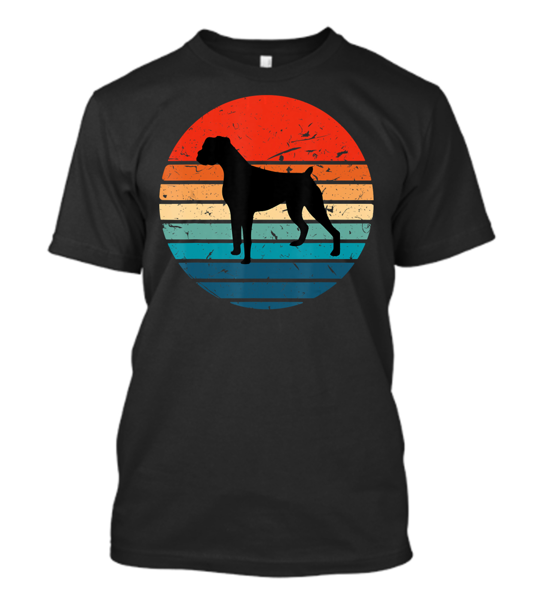 Boxer Dog Vintage 70s 80s Retro Stripes T-Shirt