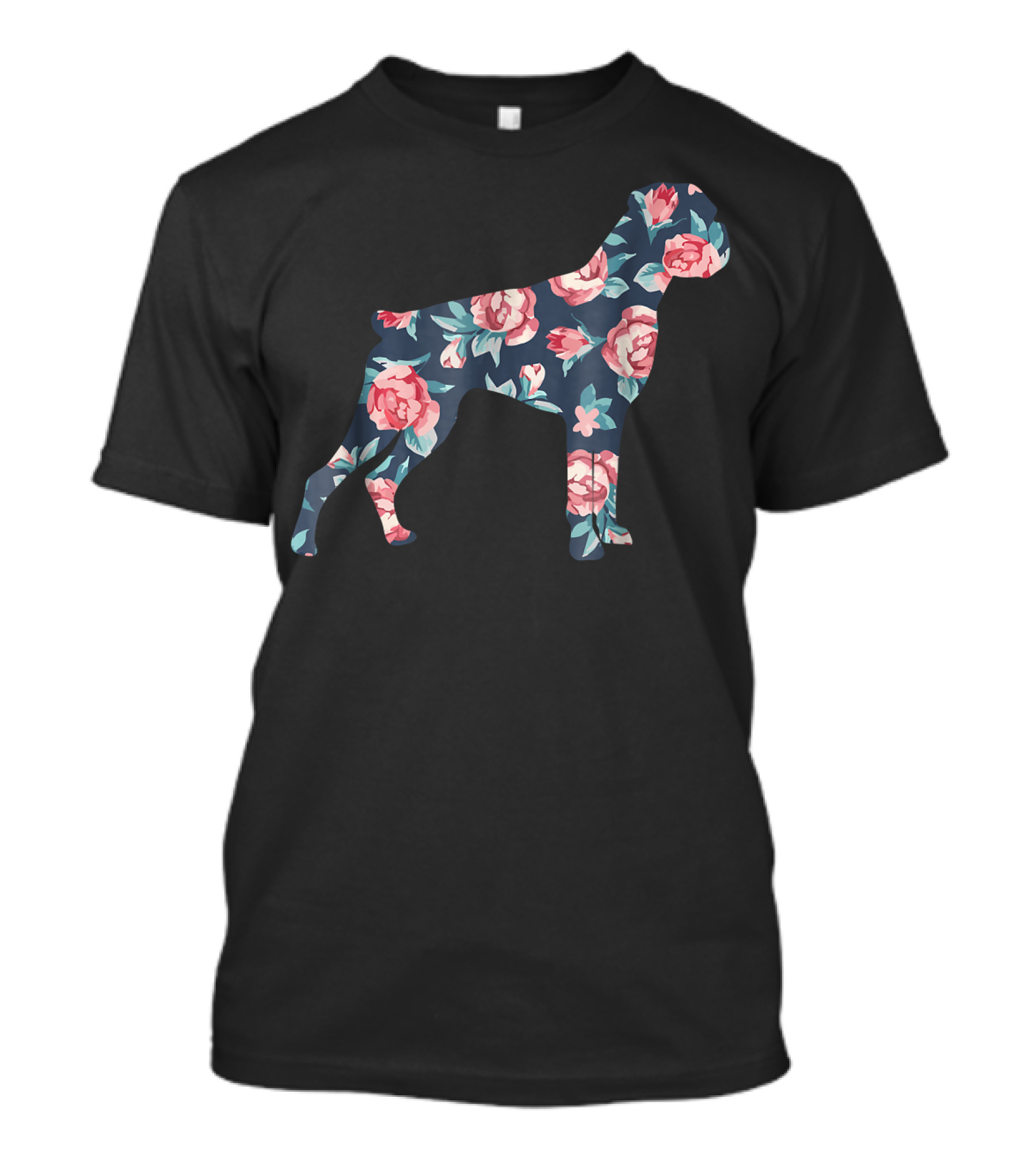 Boxer Dog With Floral Roses Pattern Love T-Shirt
