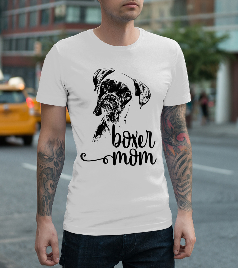 Boxer Mom Dog Face Dog Lovers T-Shirt