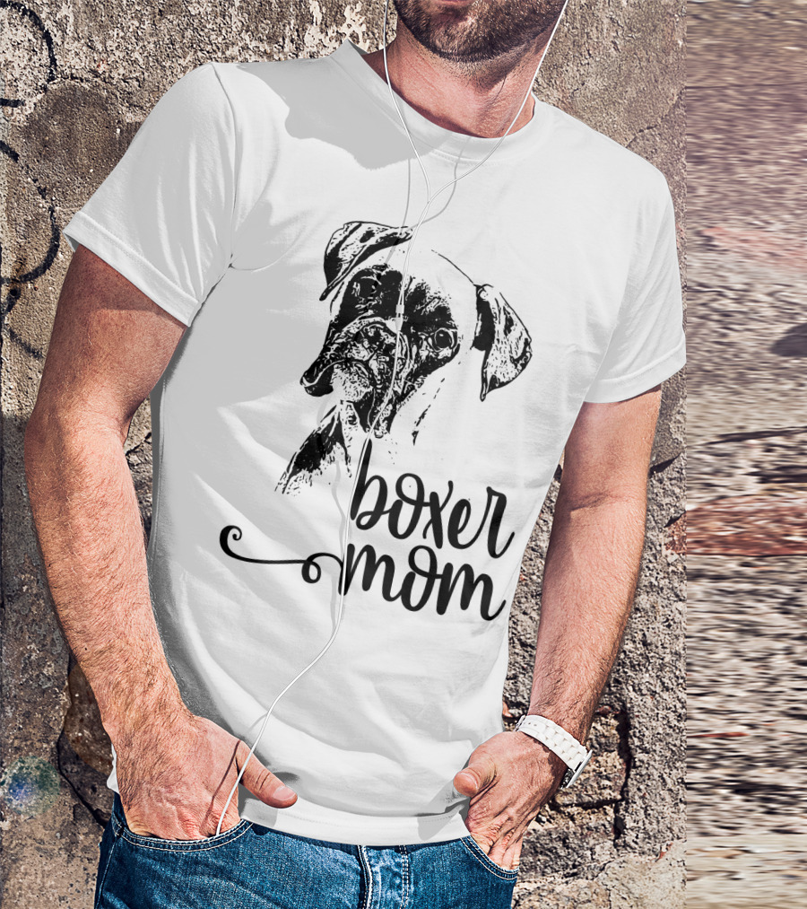 Boxer Mom Dog Face Dog Lovers T-Shirt