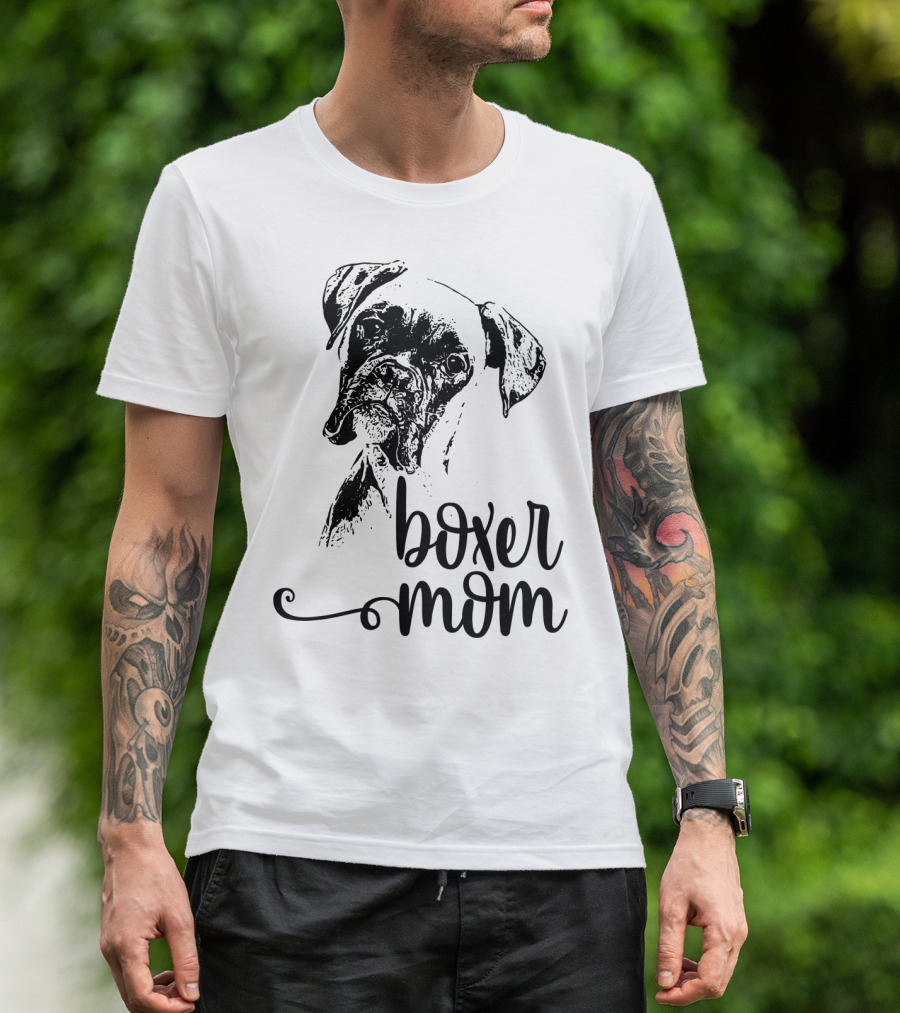 Boxer Mom Dog Face Dog Lovers T-Shirt