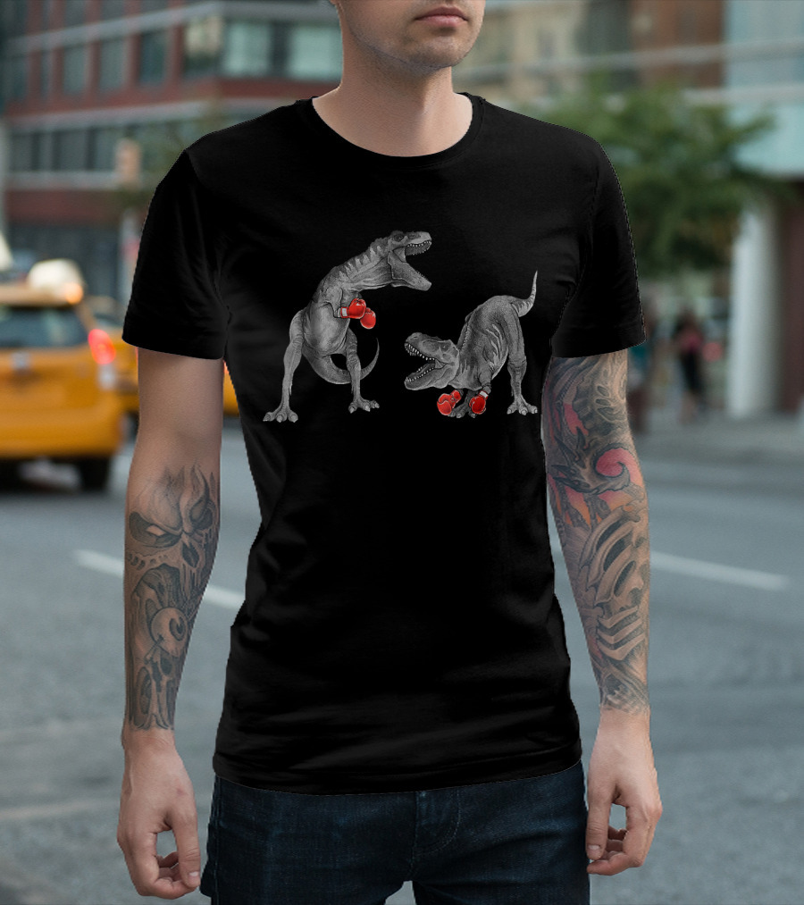 BOXING DINOSAUR T-REX WITH RED GLOVES FACE-OFF T-Shirt