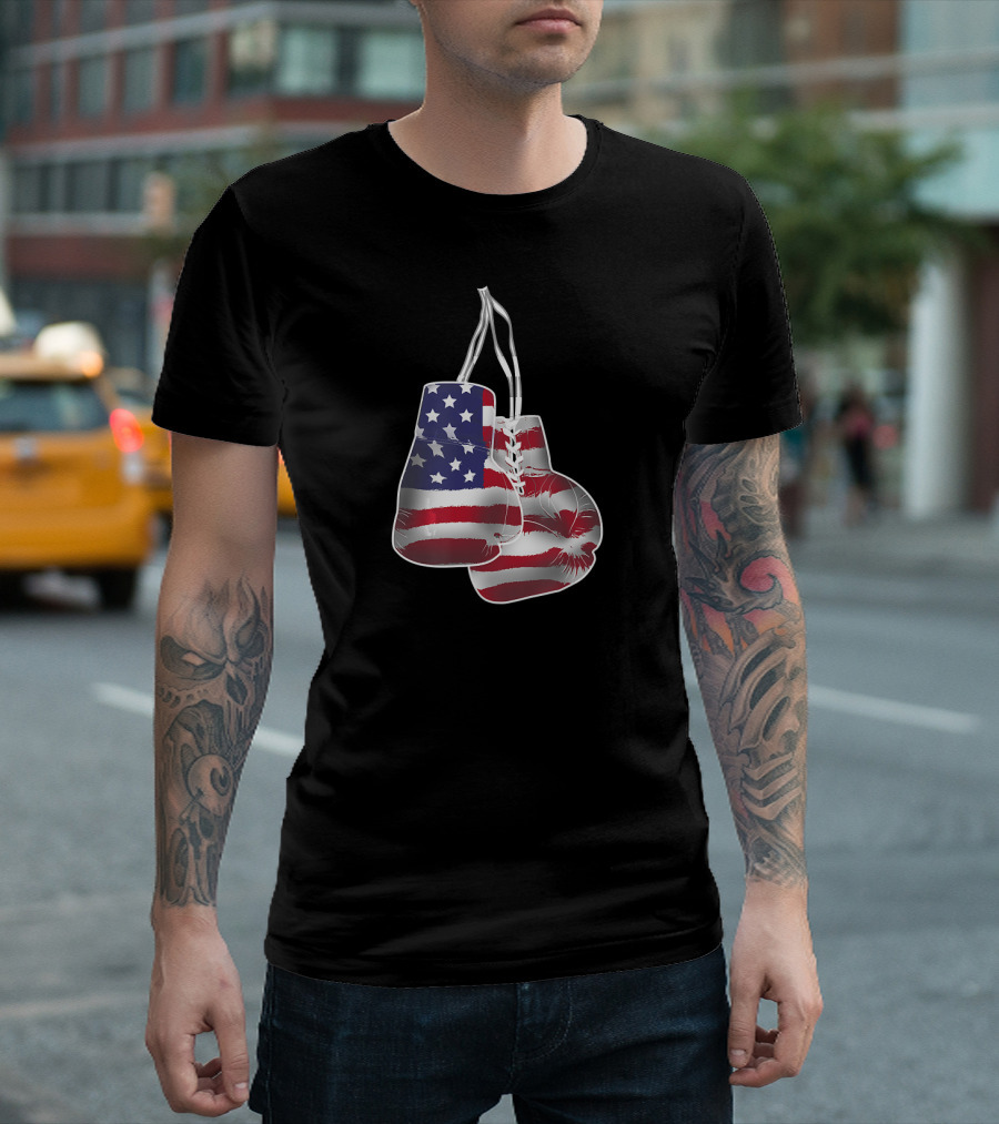 Vintage American Flag Boxing Gloves Patriotic T-Shirt
