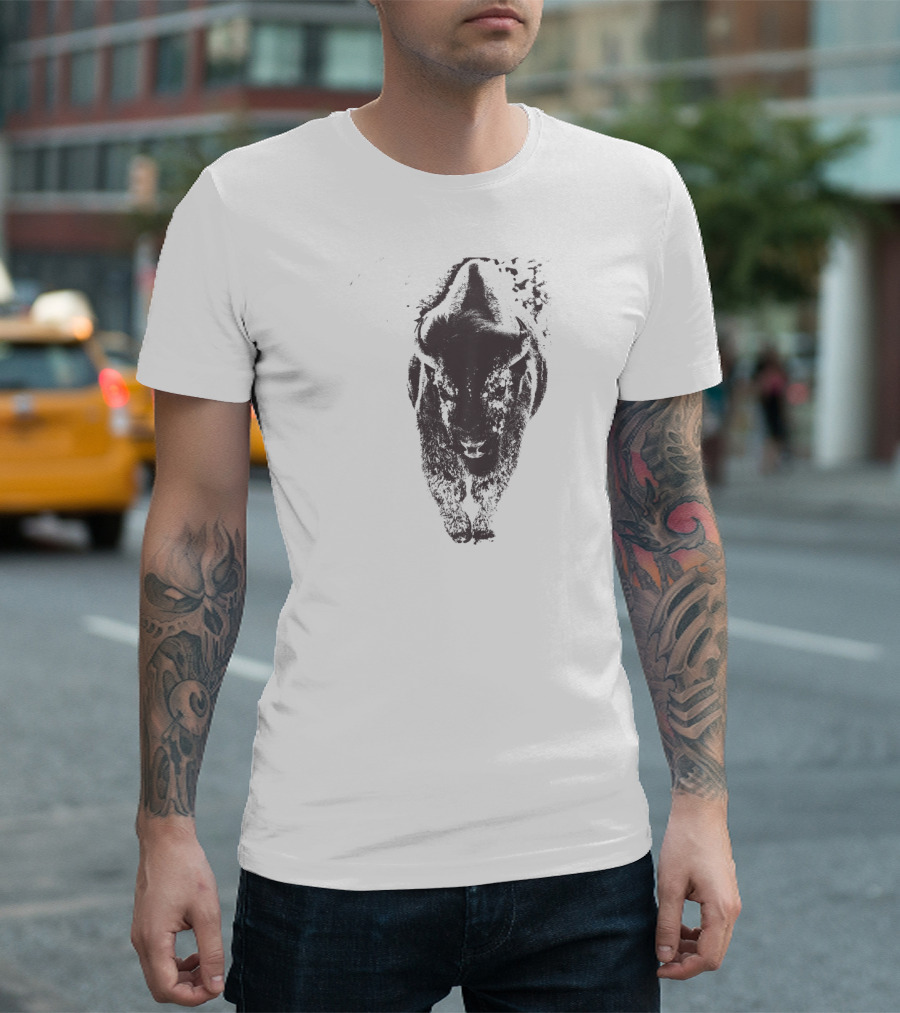 Buffalo American Bison In Winter Snow Scene T-Shirt