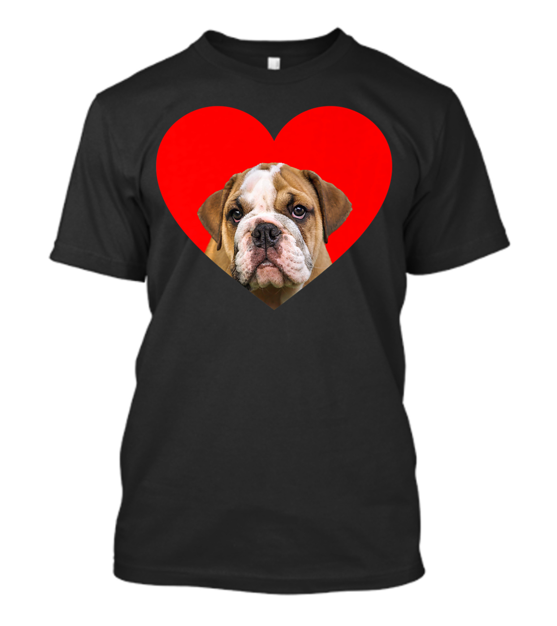Bulldog Love In Red Heart Valentine's T-Shirt