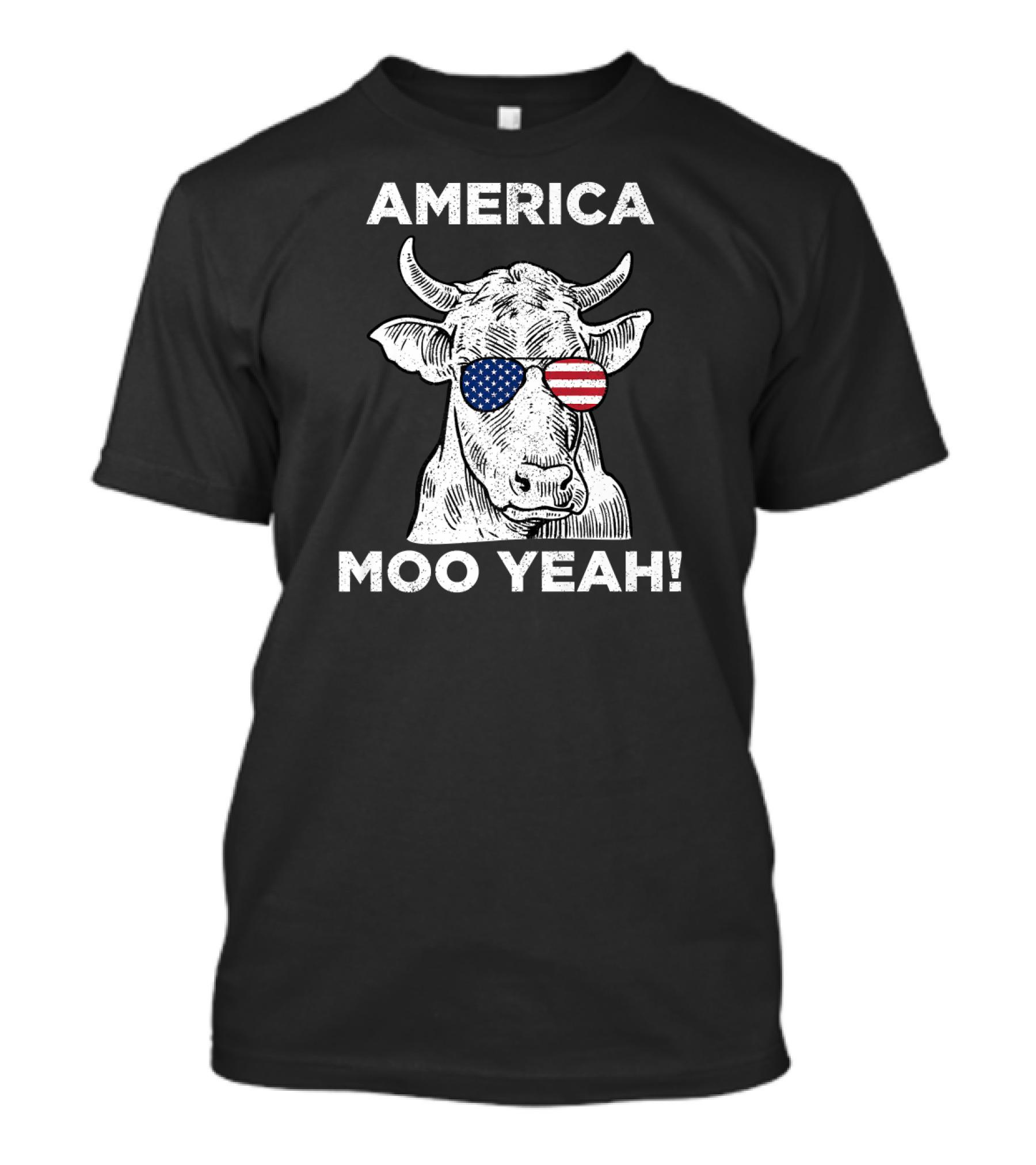 America Moo Yeah Cow With USA Flag Glasses 4th Of July T-Shirt