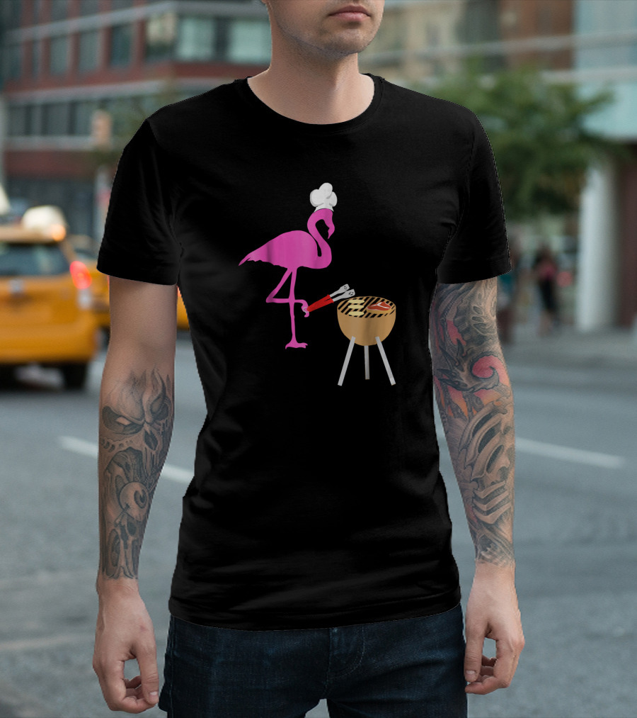 BBQ Flamingos Pink Birds Grilling Chef Grillma T-Shirt