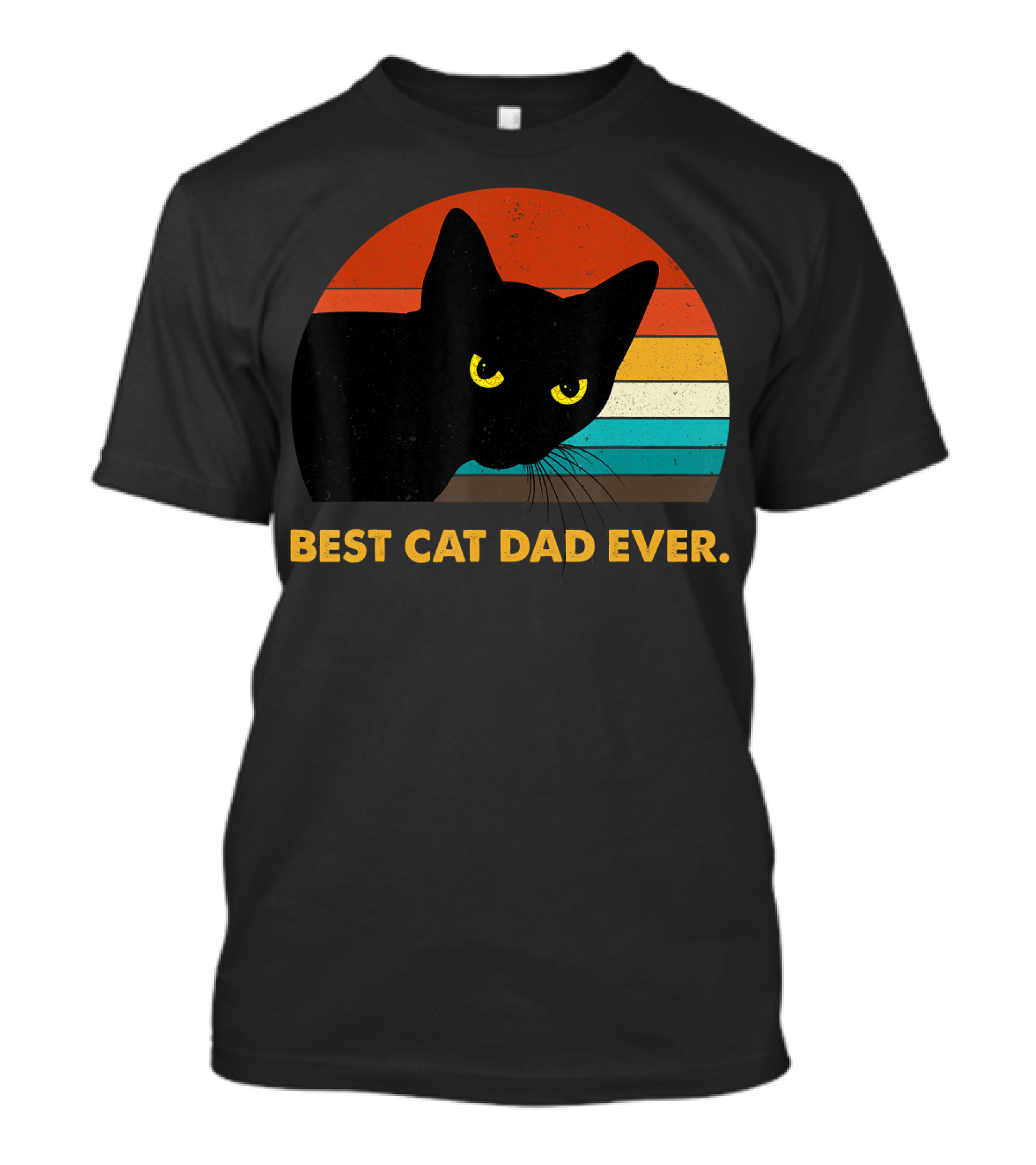 Vintage Best Cat Dad Ever Retro Style Black Cat T-Shirt